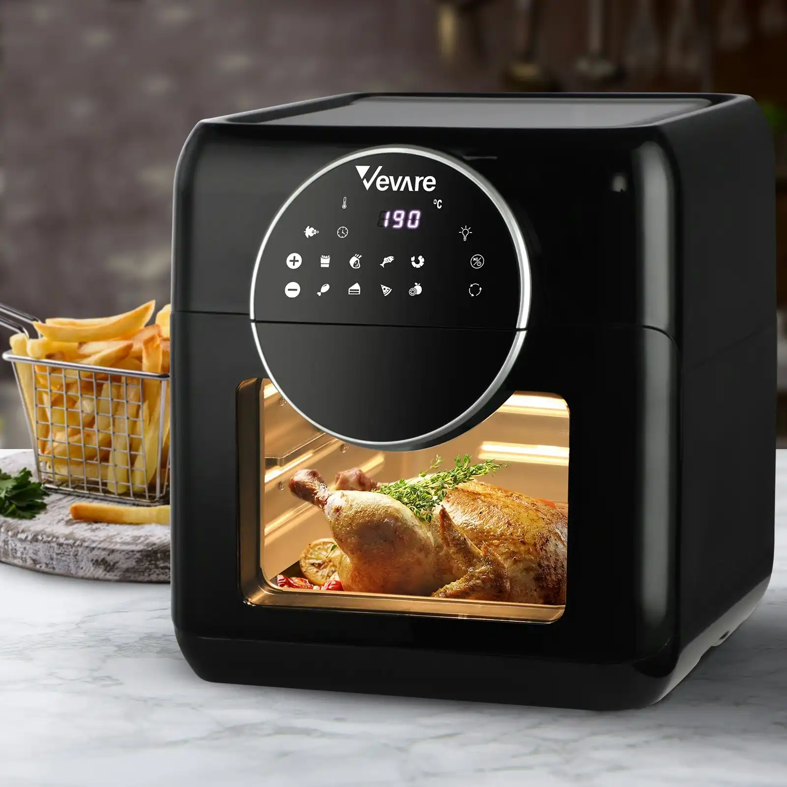 Vevare 10L Air Fryer Convection Oven LCD Fryers Kitchen w/ Cooker Accessories