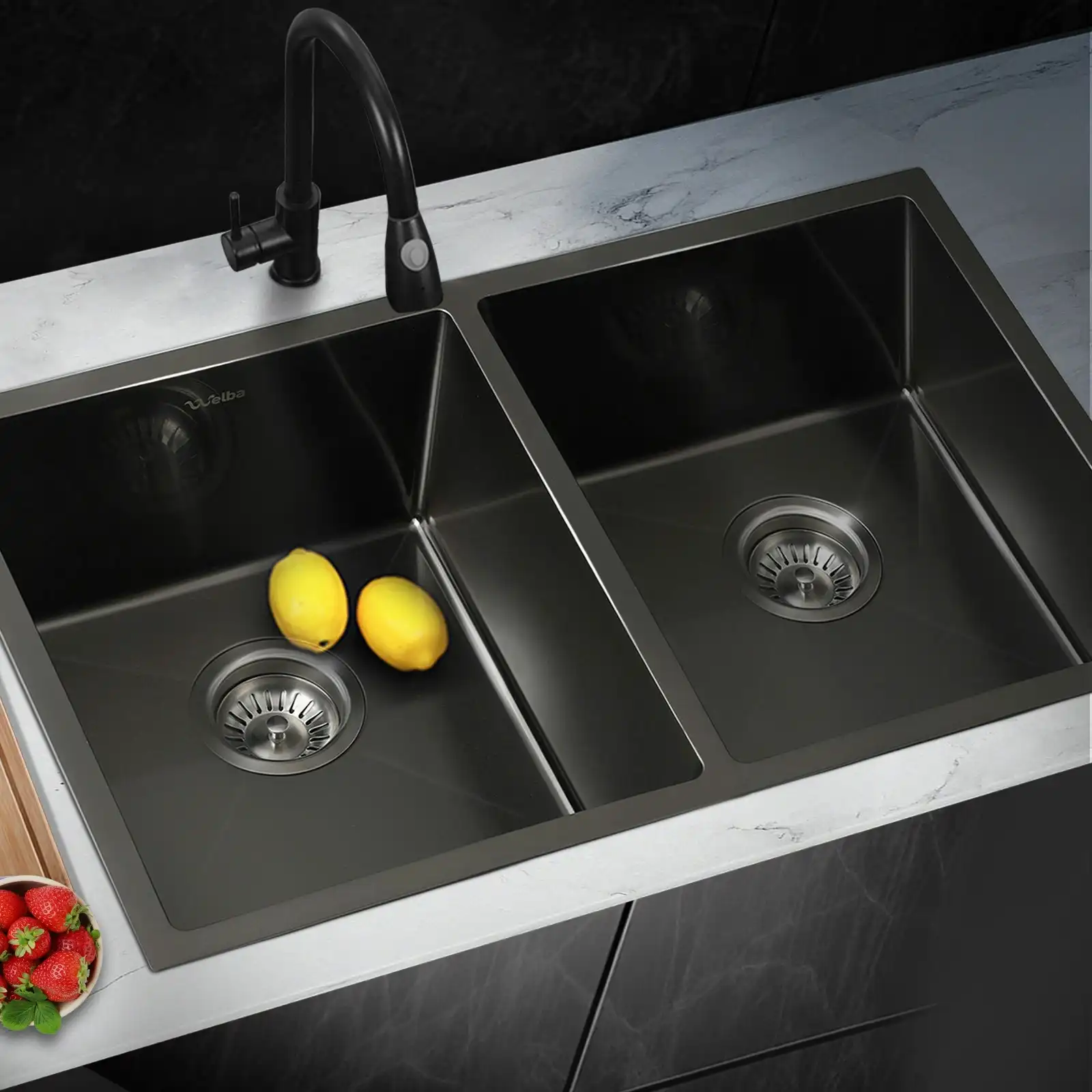 Welba Kitchen Sink Basin Stainless Steel Bathroom Double Nano 760X440MM