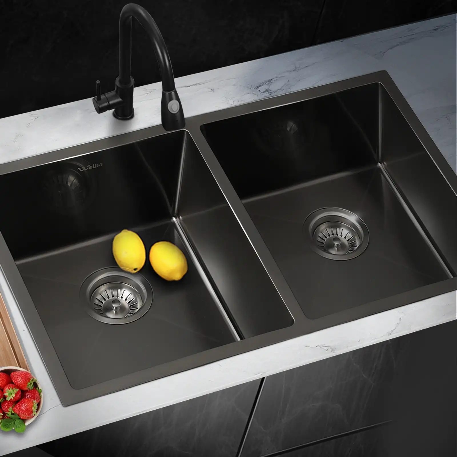 Welba Kitchen Sink Basin Stainless Steel Bathroom Laundry Double Nano 760X440MM