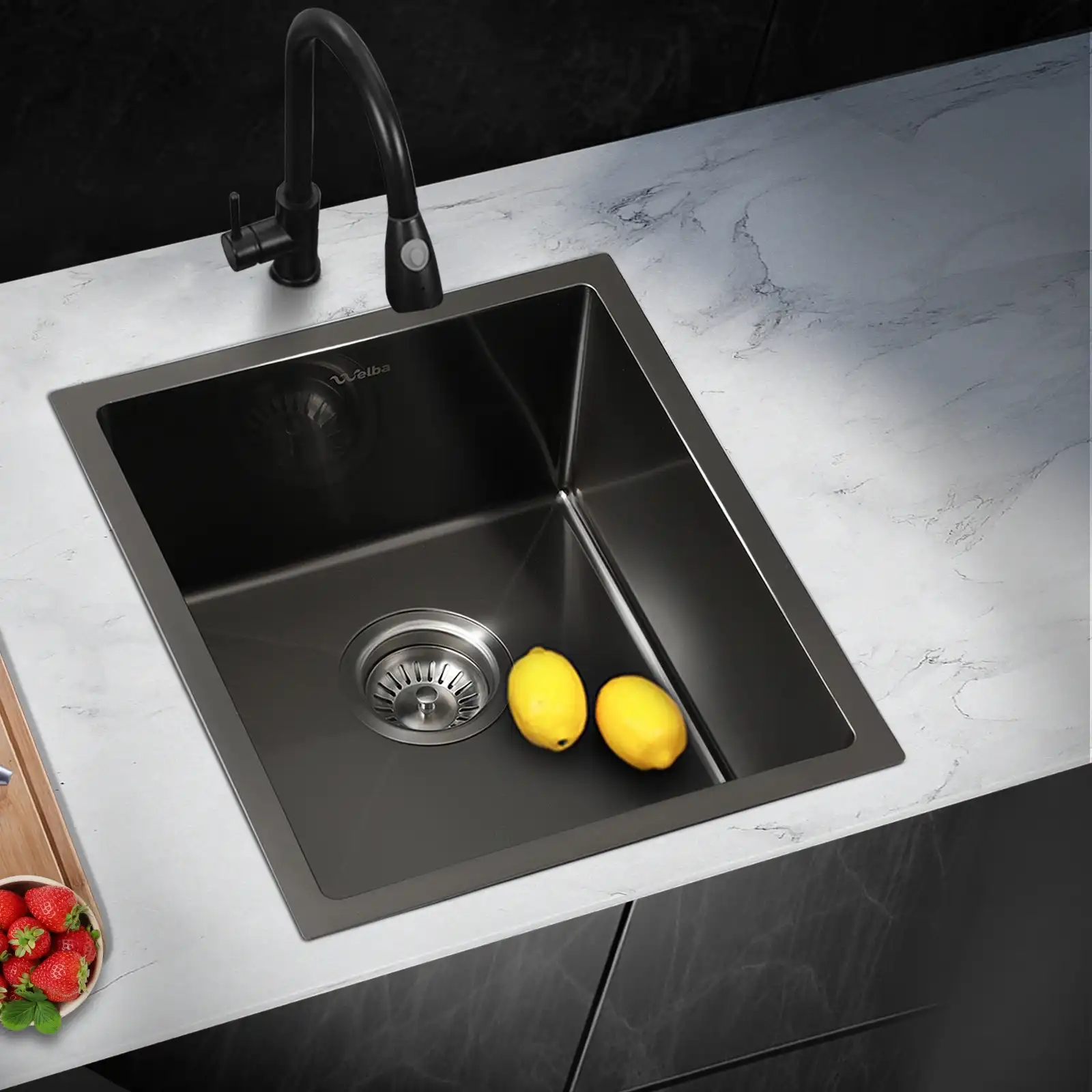 Welba Kitchen Sink Basin Stainless Steel Bathroom Single Nano 44X38CM