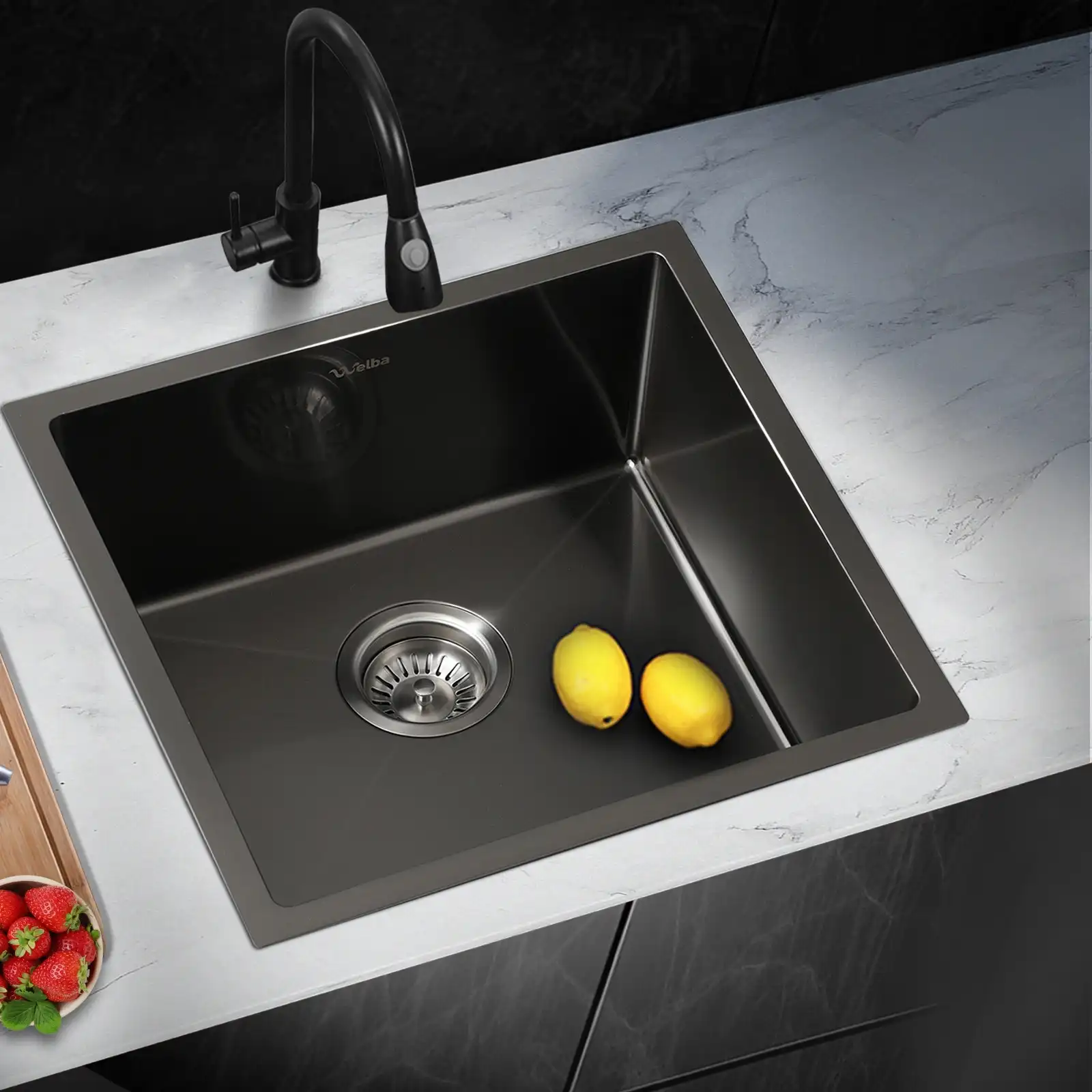 Welba Kitchen Sink Basin Stainless Steel Bathroom Laundry Single Nano 440X440MM