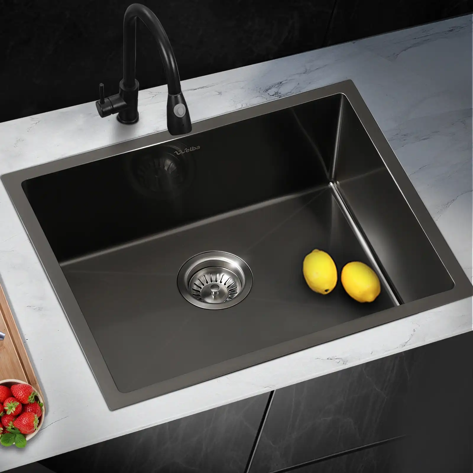 Welba Kitchen Sink Basin Stainless Steel Bathroom Laundry Single Nano 580X440MM