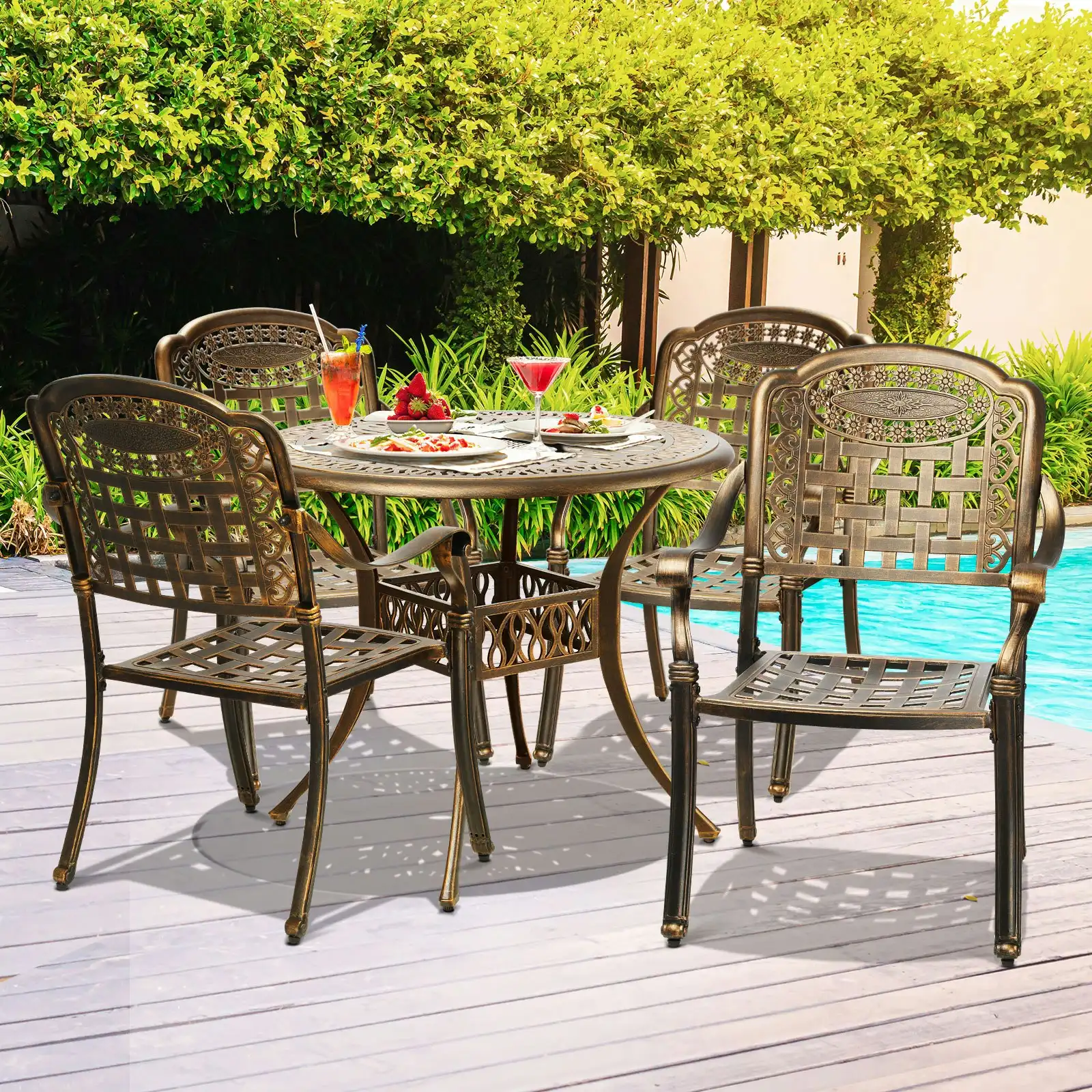 Livsip Outdoor Setting Dining Chairs Bistro Set Patio Garden Furniture 5 Piece