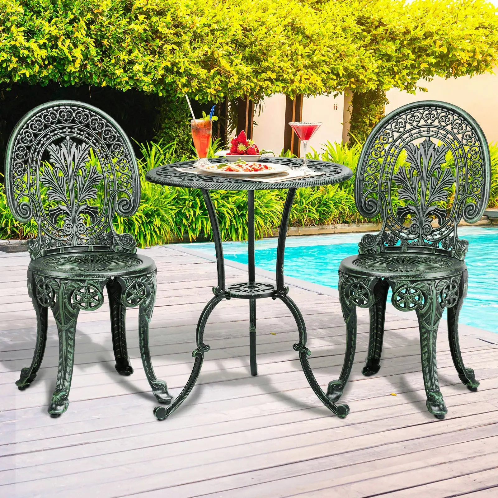 Bistro Table Cast Iron Garden Table Set Livsip Bistro Setting