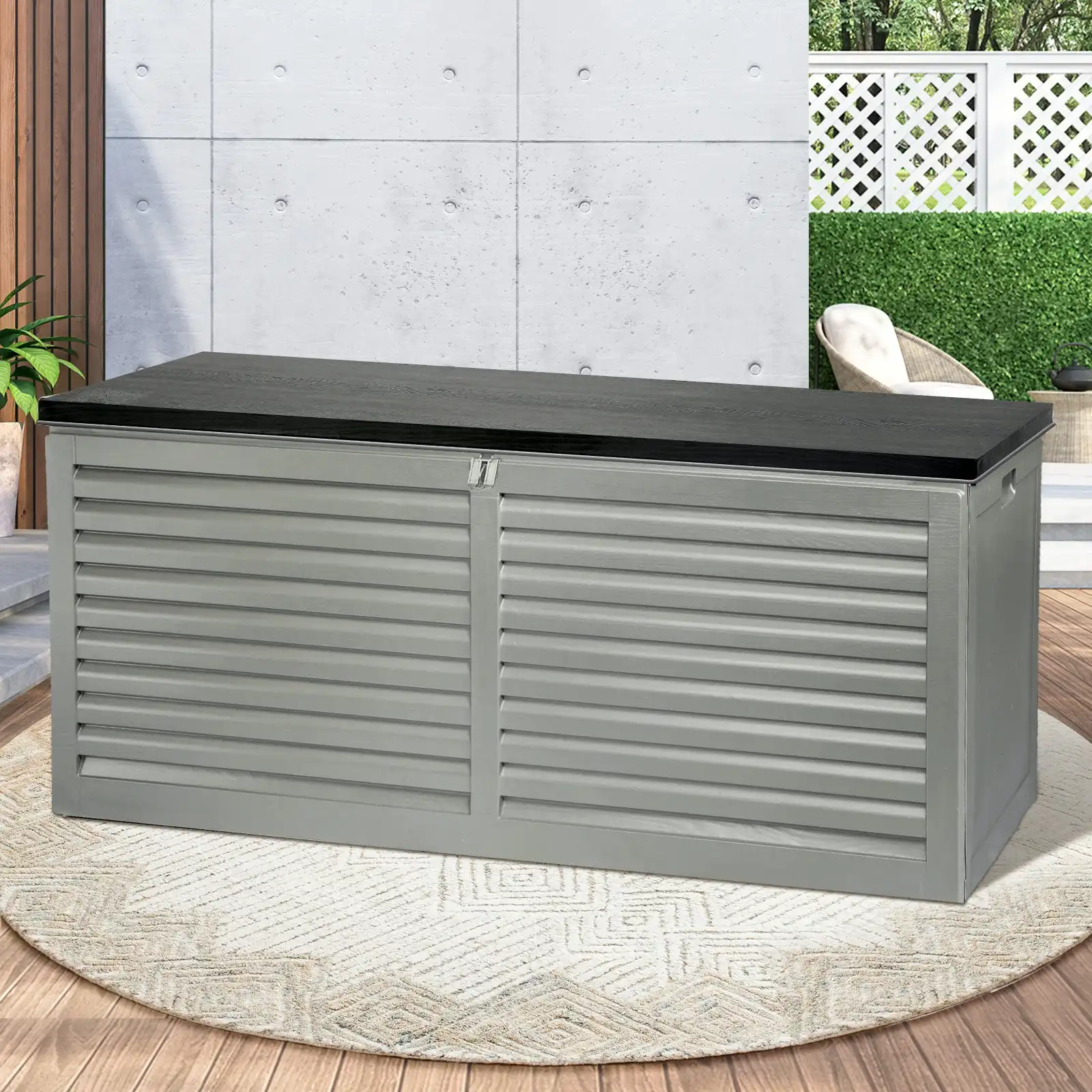 Livsip Outdoor Storage Box Container Lockable Indoor Toy Tools Garden Bench 390L