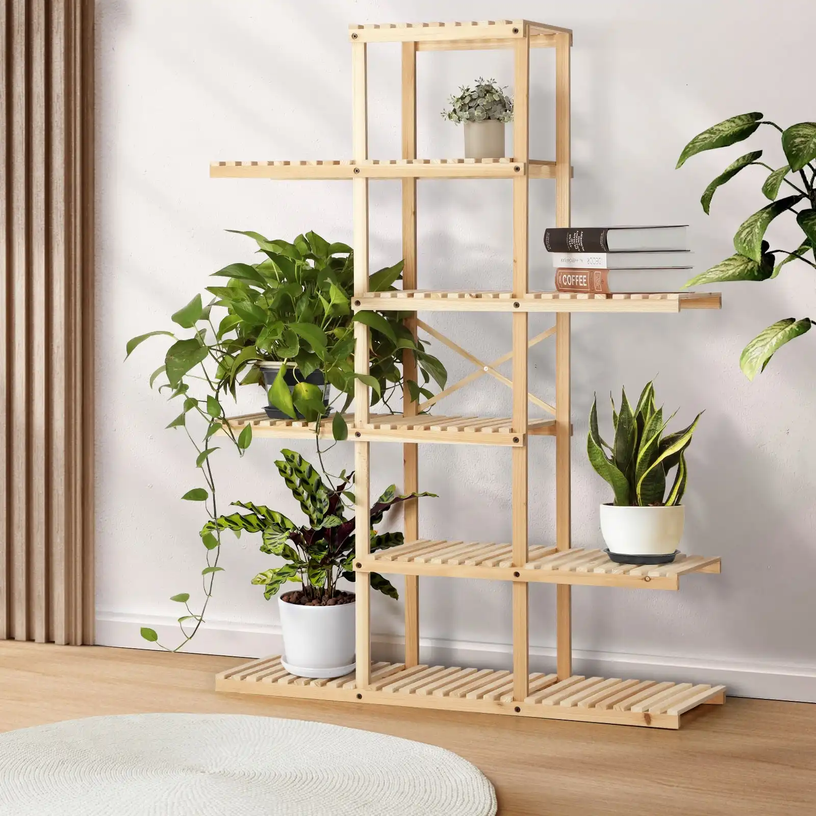Livsip Bamboo Wood Plant Stand Flower Plants 6 Tiers Corner Display Shelves DIY