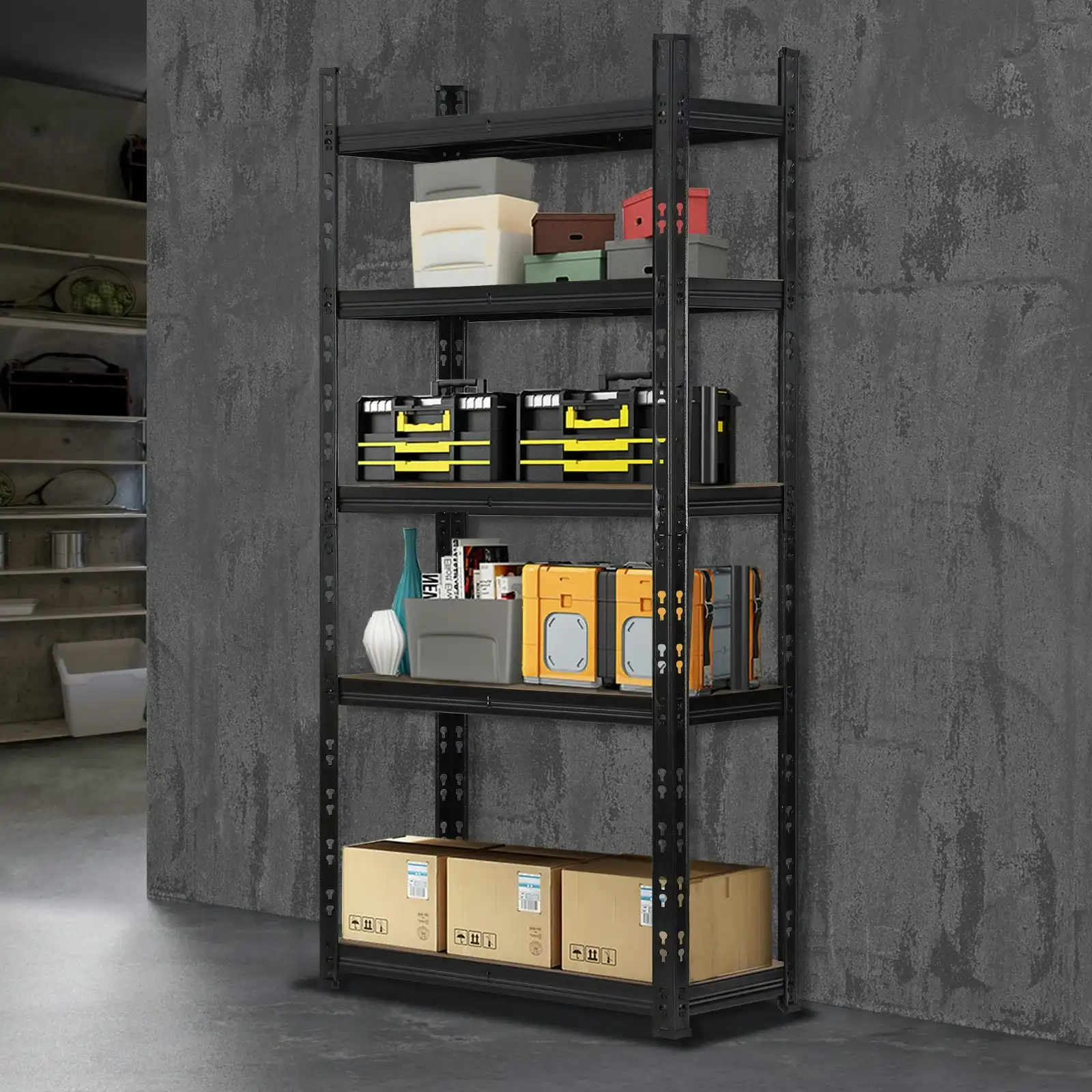 Sharptoo Garage Shelving Warehouse Shelves Storage Rack Pallet Racking 1.8*1.2m Black