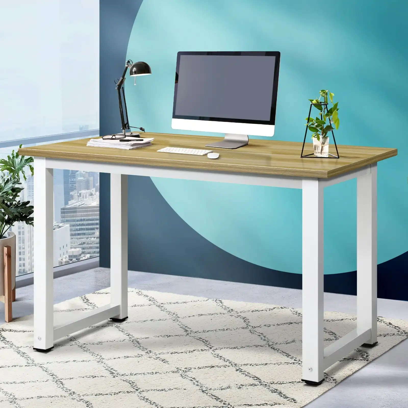 Oikiture Computer Desk Office Table Home Workstation Study Laptop Desks 120cm