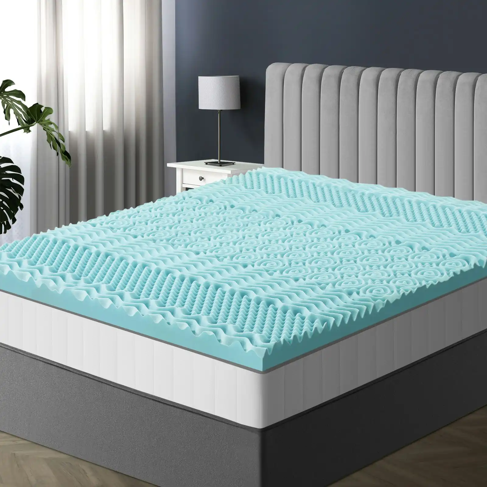 Bedra Memory Foam Mattress Topper Cool Gel Bed Bamboo Cover 7-Zone 8CM Queen