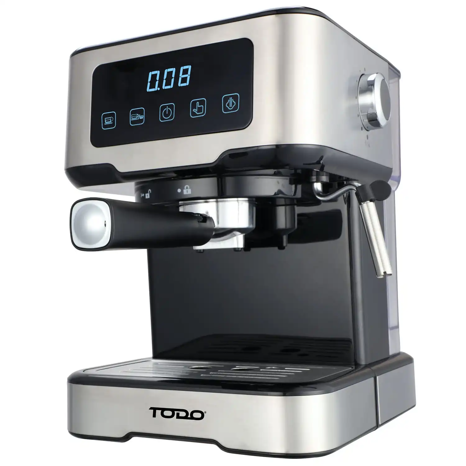 TODO Espresso Coffee Machine Maker Automatic Touch Control LED Display 15 Bar Pump 1.5L