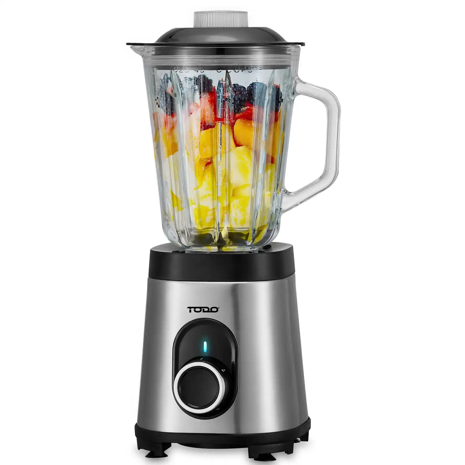 TODO 1.5L Stainless Steel Electric Blender Processor Glass Jar 550W 3 Speed LED