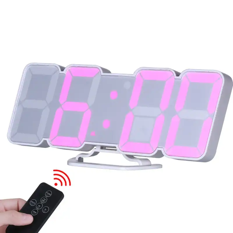 LED Digital Alarm Clock 115 Colour Display USB Power Remote Temperature - White