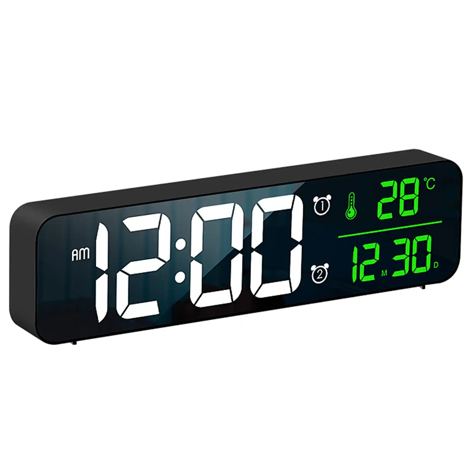 TODO LED Digital Alarm Clock Temperature Music Alarm USB Power Wall Clock - Black