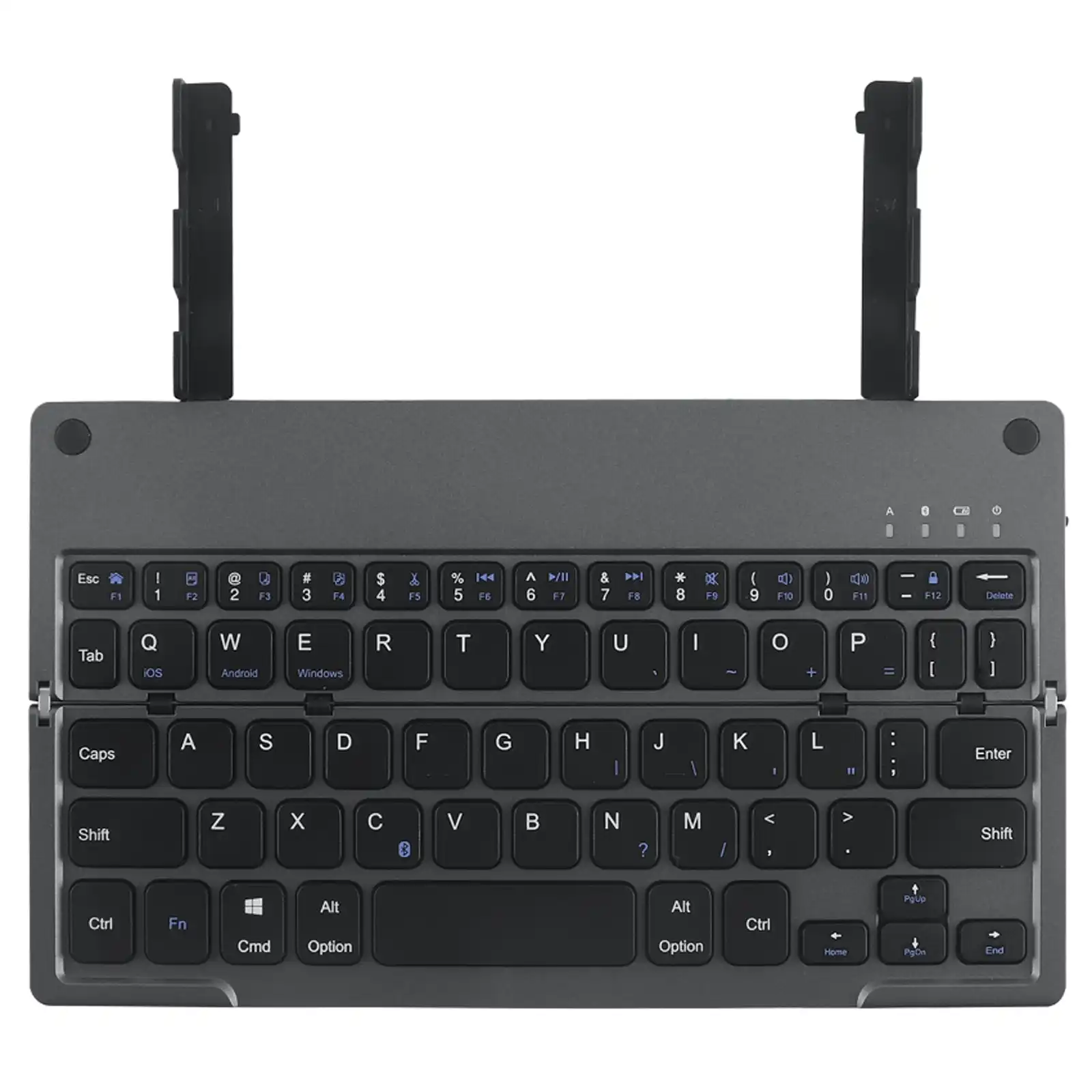 TODO Folding Bluetooth Wireless Keyboard Phone Tablet Holder Windows Android - Black