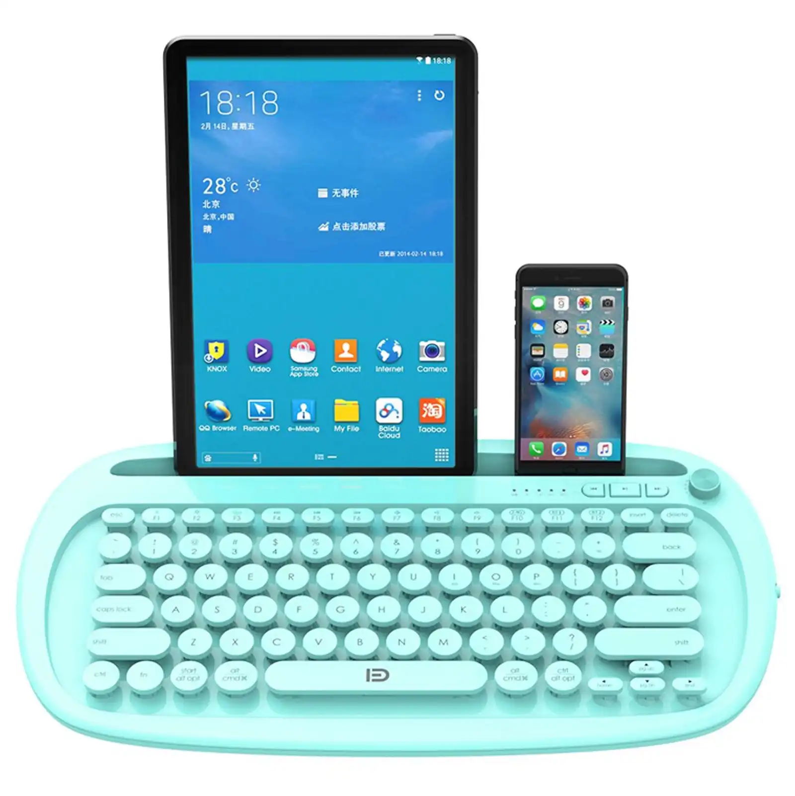 TODO Bluetooth Wireless Keyboard Tablet Holder Mac Windows Android USB 2.4G BT 3.0 5.0 - Blue