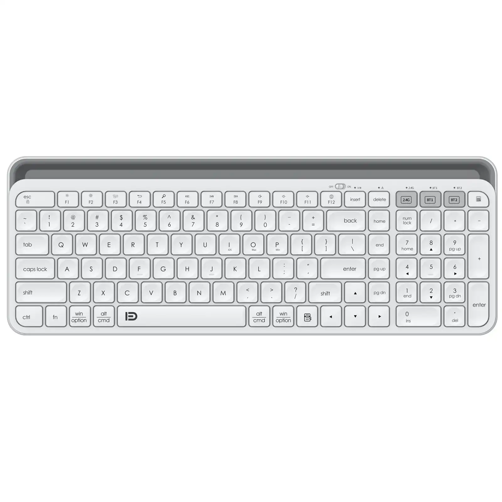 TODO Bluetooth Wireless Keyboard Tablet Holder Mac Windows Android 2.4G USB BT 3.0 5.0 - White