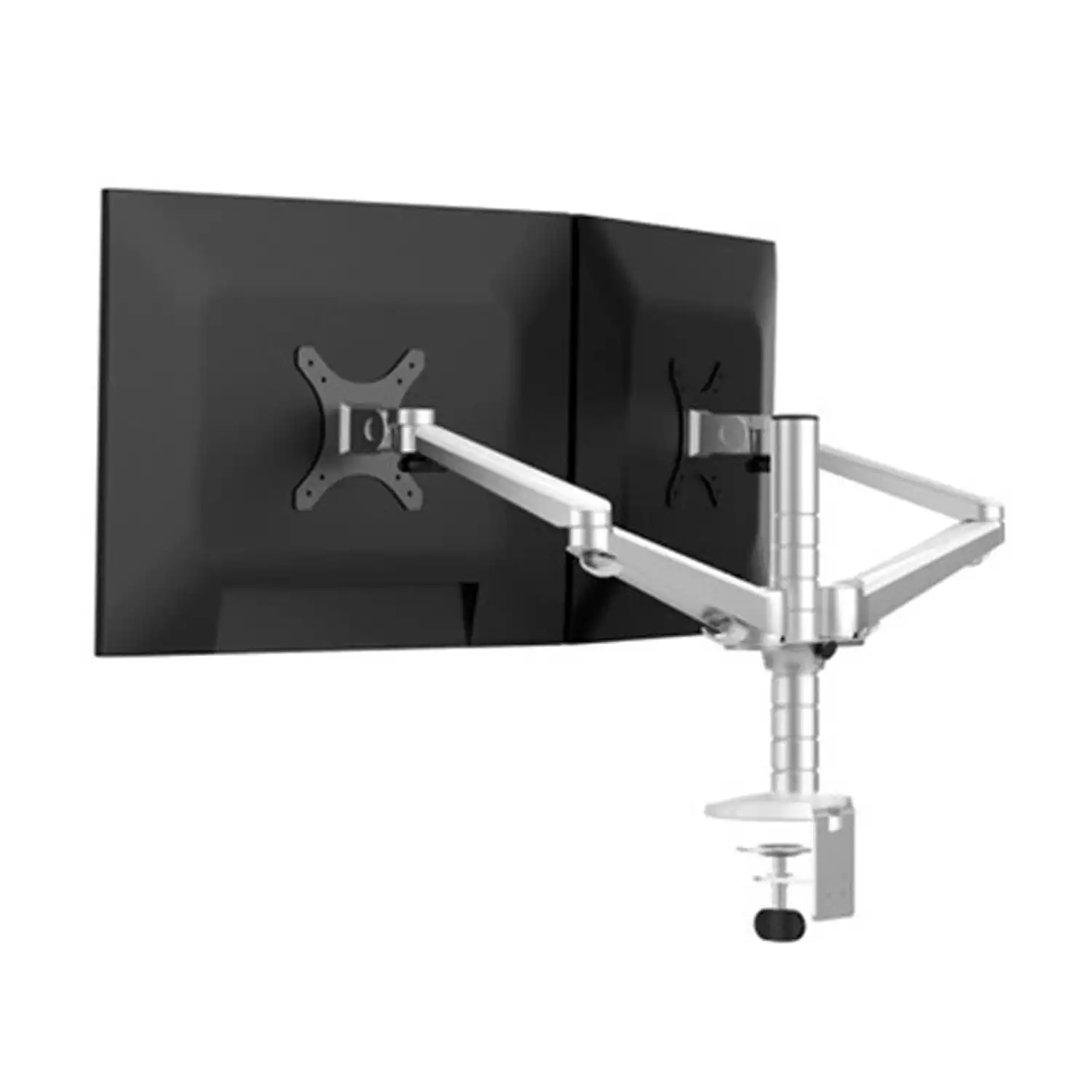 TODO Aluminium Dual Monitor Stand Desk Clamp Mount Bracket VESA 75-100mm 2 Arm