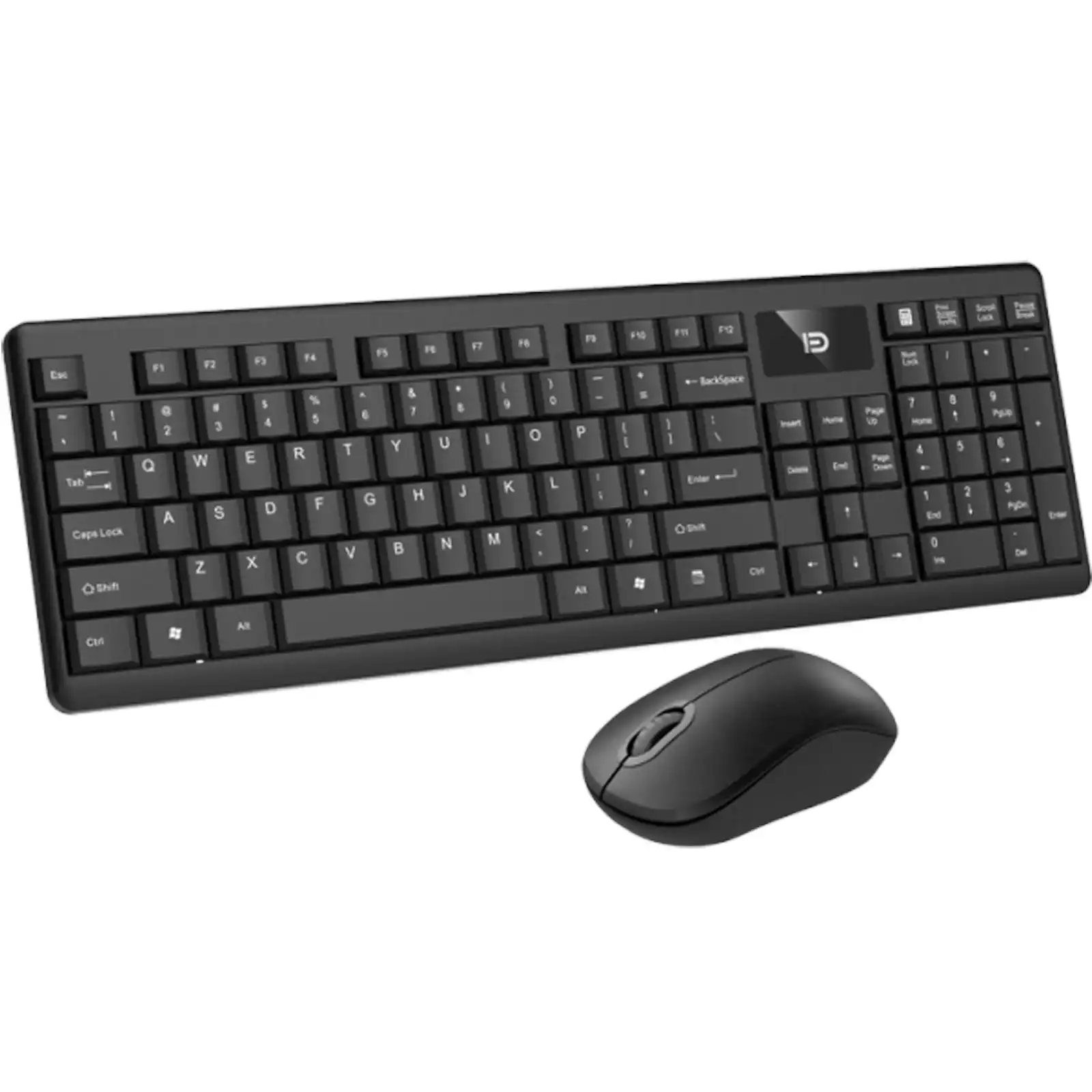 TODO 2.4Ghz Wireless Keyboard Optical Mouse Combo Mac Windows Android 105 Key - Black
