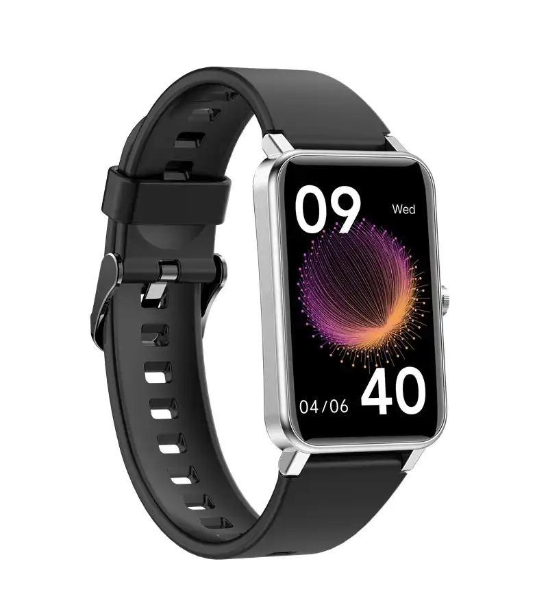 Bluetooth Smart Watch 1.57" Bracelet Monitor Heart Rate Blood Pressure - Silver Black