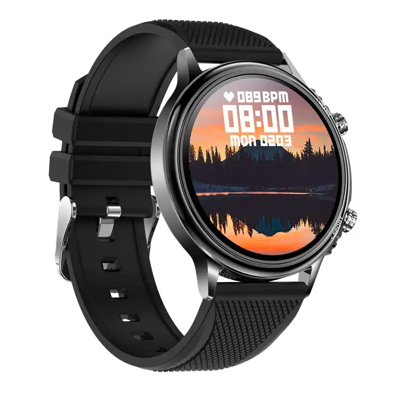 Bluetooth Smart Watch 1.32" TFT Monitor Heart Rate Blood Pressure - Black