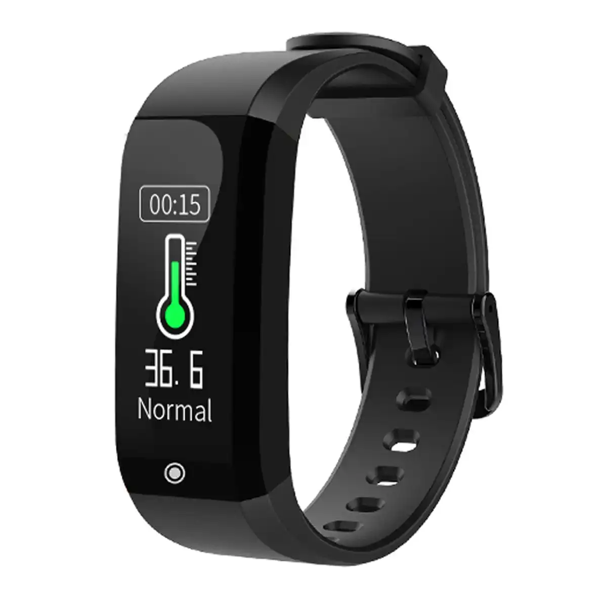 TODO Body Temperature Smart Watch Thermometer BPM Heart Rate Monitor Fitness Band - Black