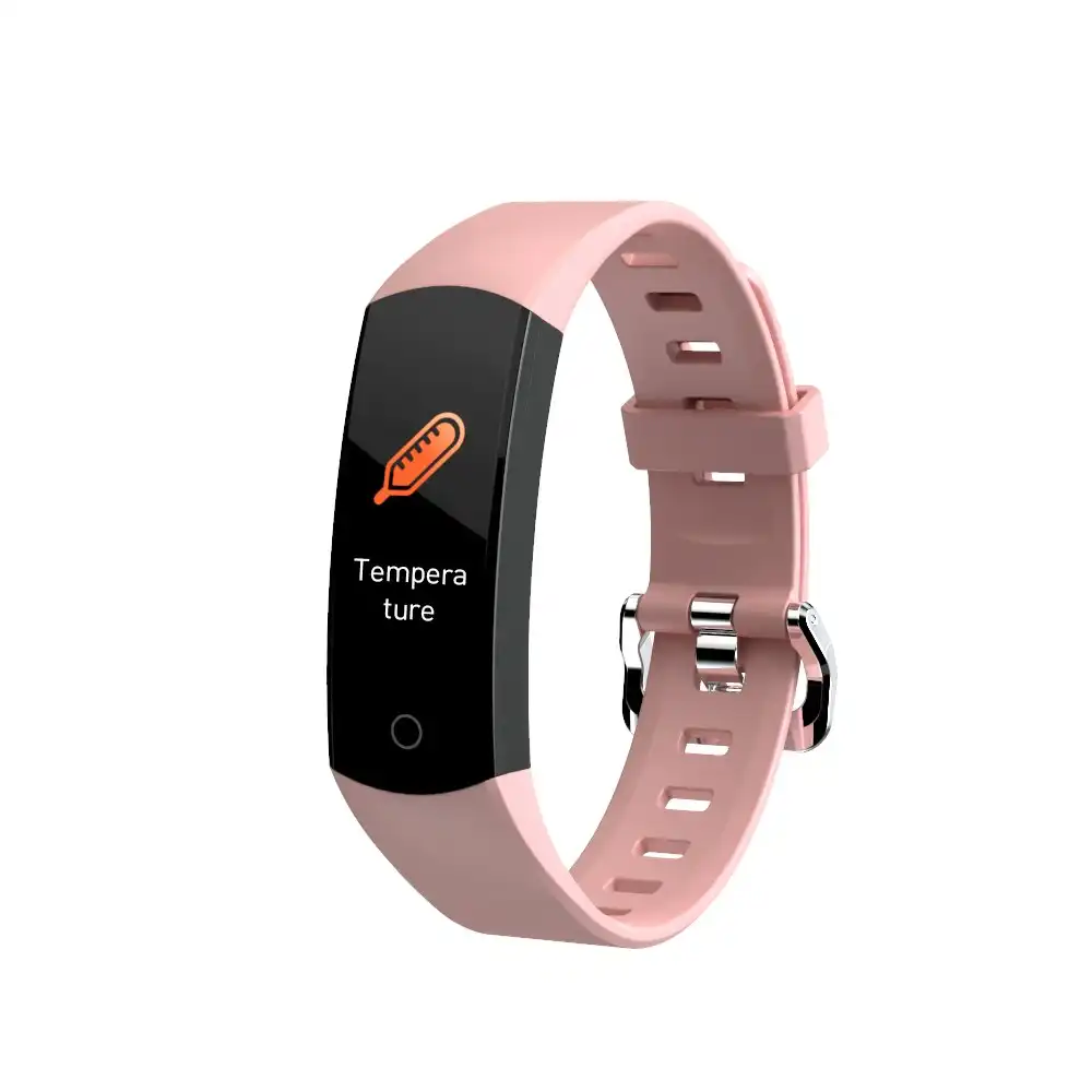 TODO Bluetooth Fitness Band Smart Watch Thermometer Temperature BPM Monitor - Pink