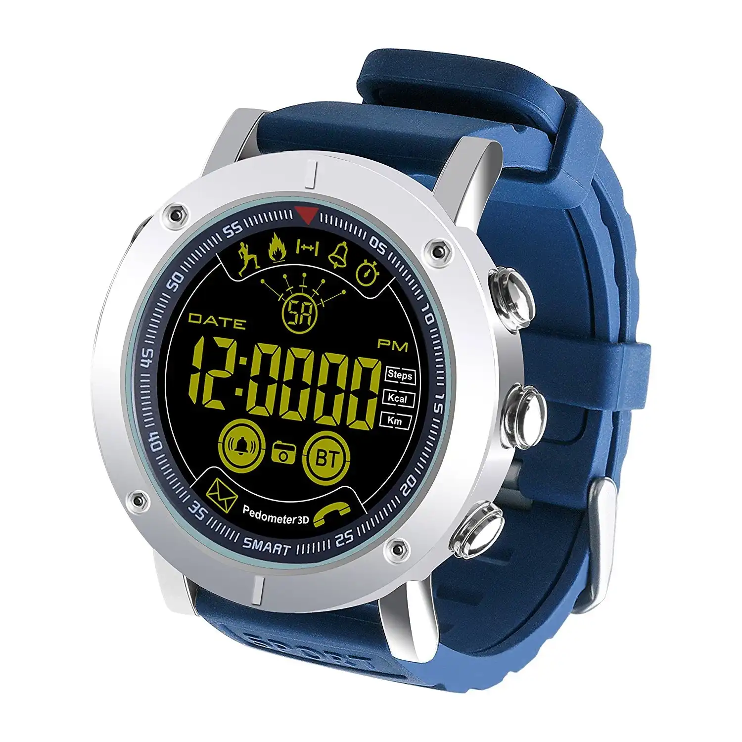 Bluetooth V4.0 Smart Watch 1.8" Fstn Lcd Sports Tracker Ip67 Android Ios - Blue