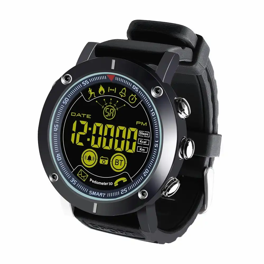 Bluetooth V4.0 Smart Watch 1.8" Fstn Lcd Sports Tracker Ip67 Android Ios - Black