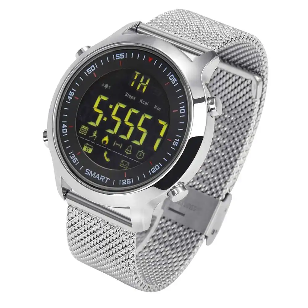 Bluetooth V4.0 Smart Watch 1.12" Fstn Lcd Sports Tracker Ip67 Remote Camera - Silver