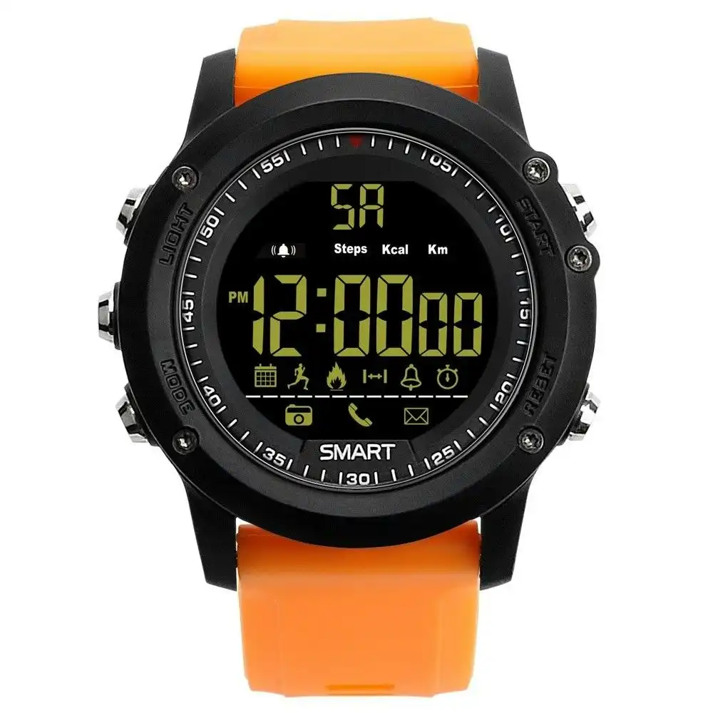 Bluetooth V4.0 Smart Watch 1.1" Fstn Lcd Sports Tracker Ip67 Remote Camera - Orange