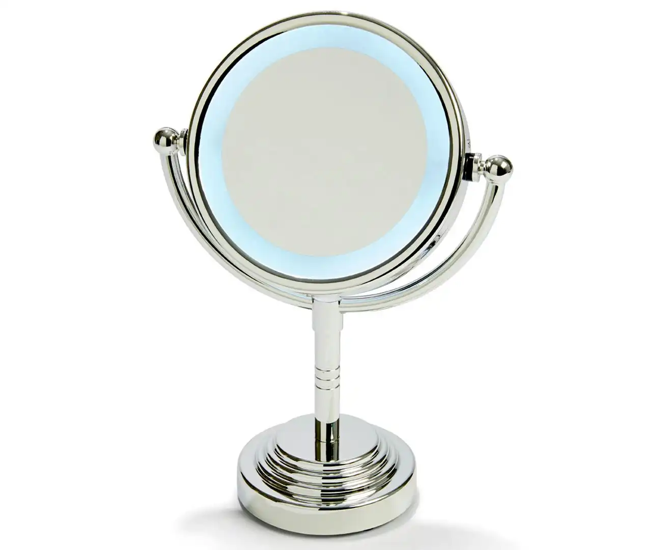TODO 5" Led Backlit Make Up Mirror Double Side 1X / 3X Magnification Battery Silver