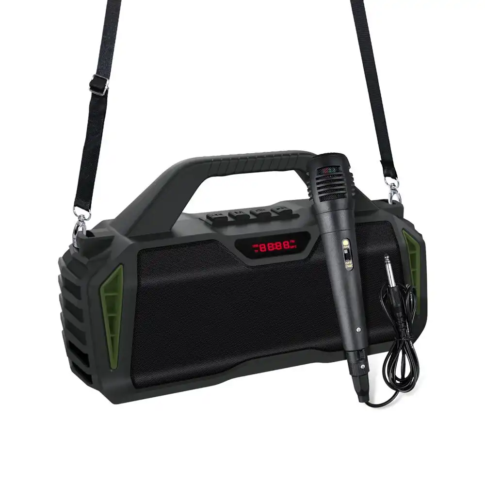 TODO Bluetooth Wireless Portable Karaoke Speaker w/ Mic 3.7V Rechargeable USB FM - Green
