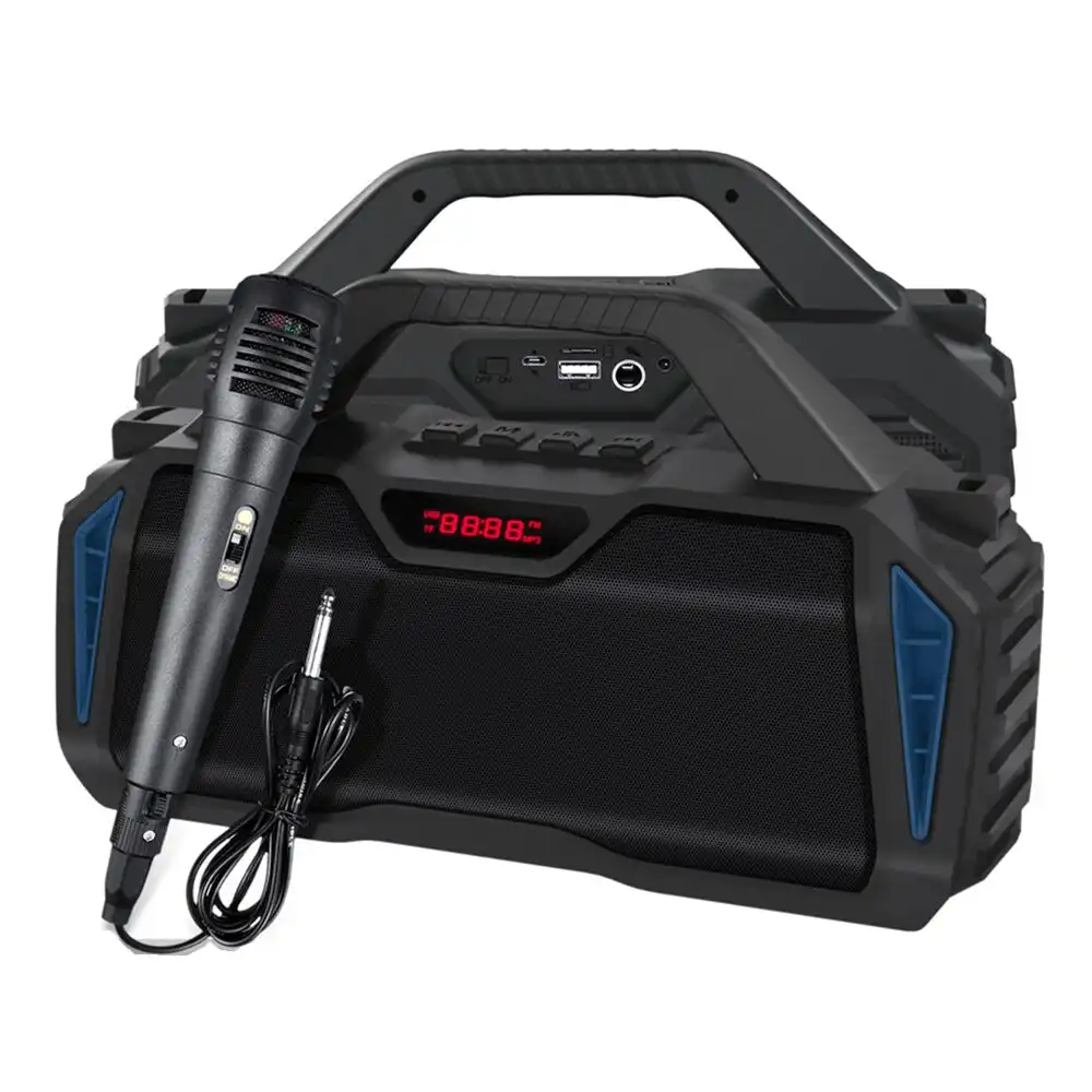 TODO Bluetooth Wireless Portable Karaoke Speaker w/ Mic 3.7V Rechargeable USB FM - Blue