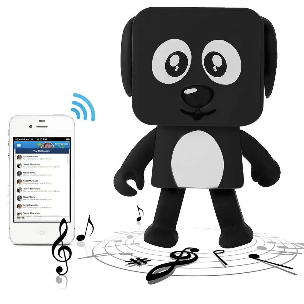 Bluetooth V4.1 Dancing Robot Dog Speaker Portable Rechargeable - Black
