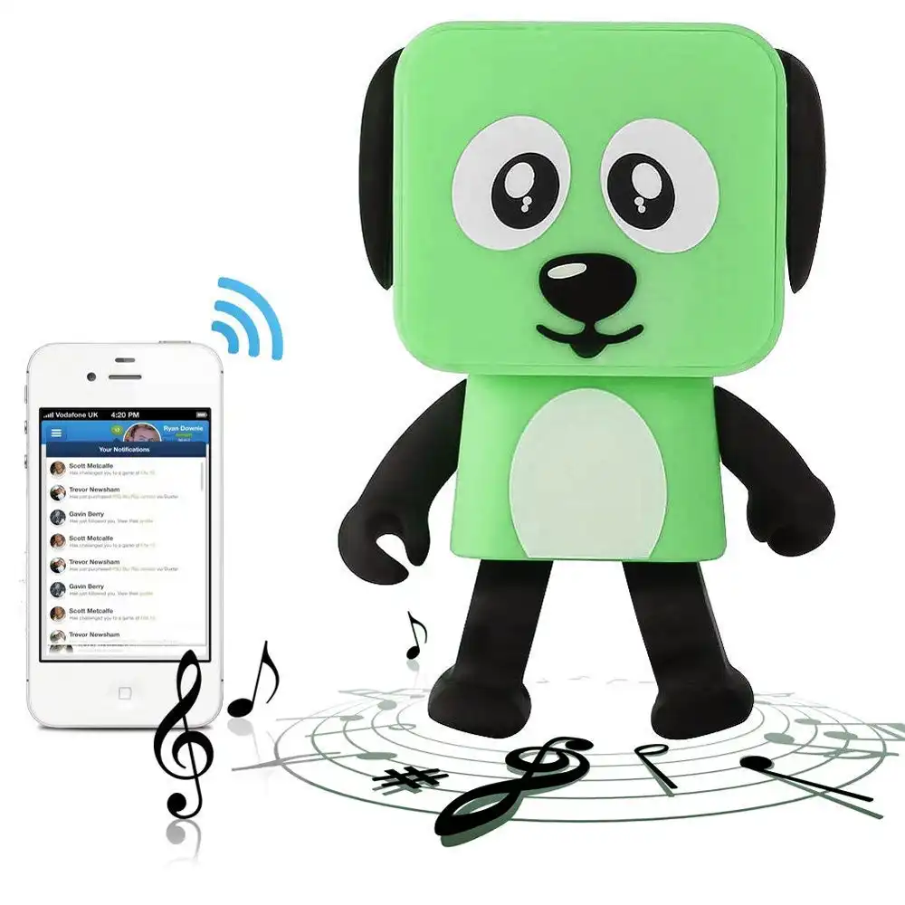 Bluetooth V4.1 Dancing Robot Dog Speaker Portable Rechargeable - Green
