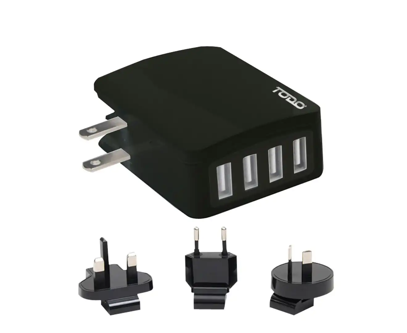TODO 4 Port Usb Universal Travel Charger Adapter Fast Charge 2.4A Au Eu Uk Us Saa Approved