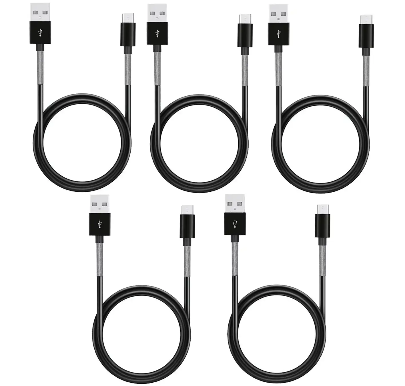 5Pc 1M Usb Data Charge Cable Micro Usb Connector For Samsung Htc Metal Protected 5X
