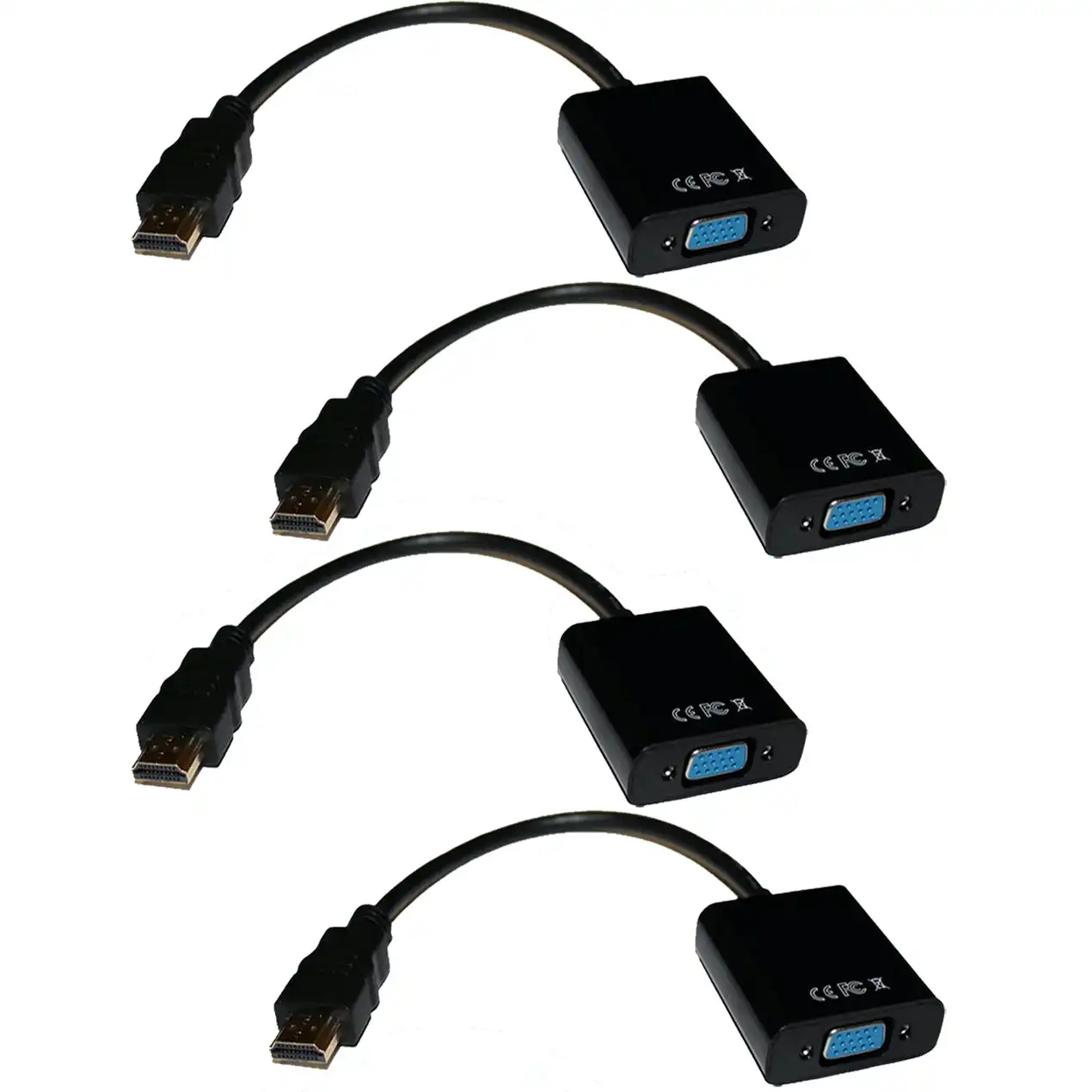 4Pc Hdmi To Vga Converter Cable 1080P + 3.5Mm Stereo Audio Digital Analog Conversion 4X