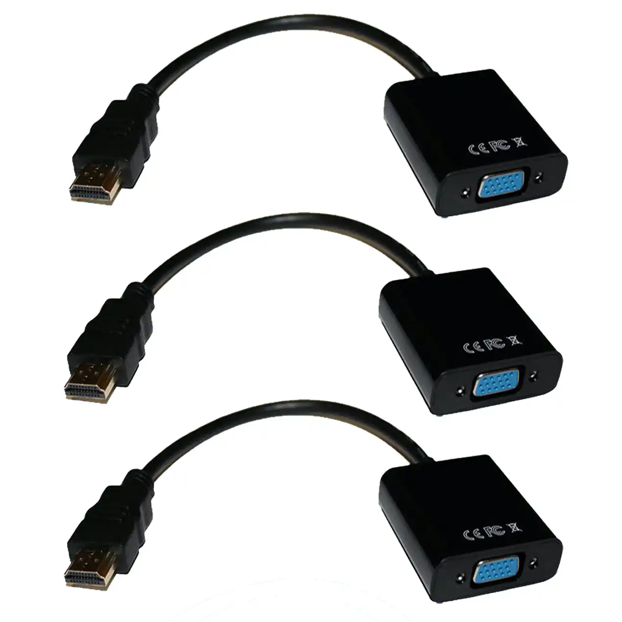 3Pc Hdmi To Vga Converter Cable 1080P + 3.5Mm Stereo Audio Digital Analog Conversion 3X