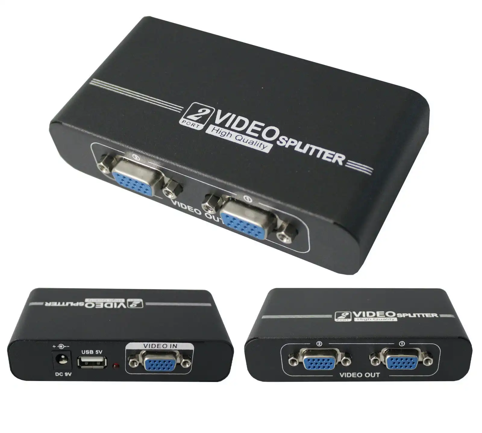 1 To 2 Port Vga Splitter High Resolution Support 1920 X 1440 550Mhz Video 102A