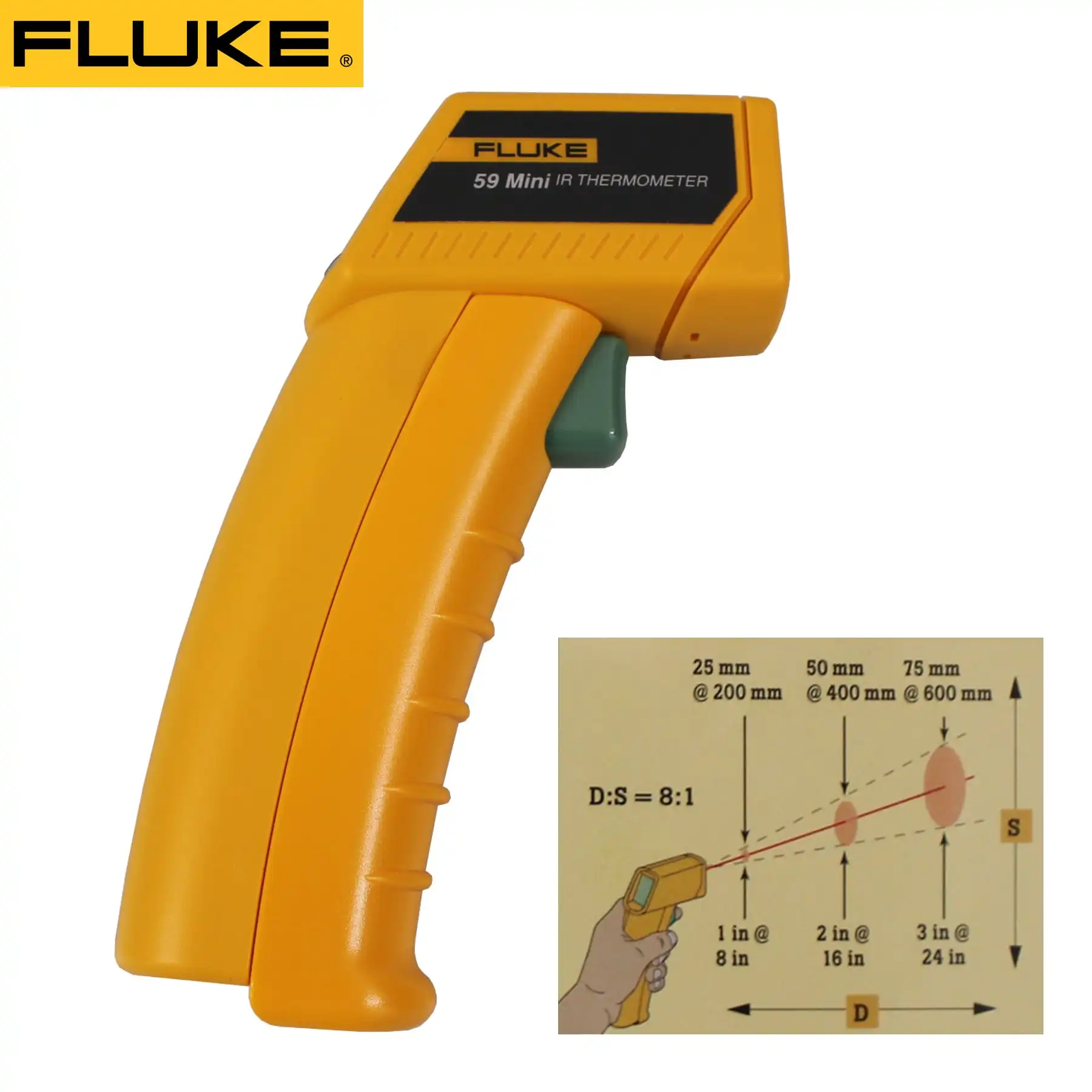Fluke 59 Mini Infrared Thermometer W/ Laser Sight °C/°F Switch -18°~275° Range