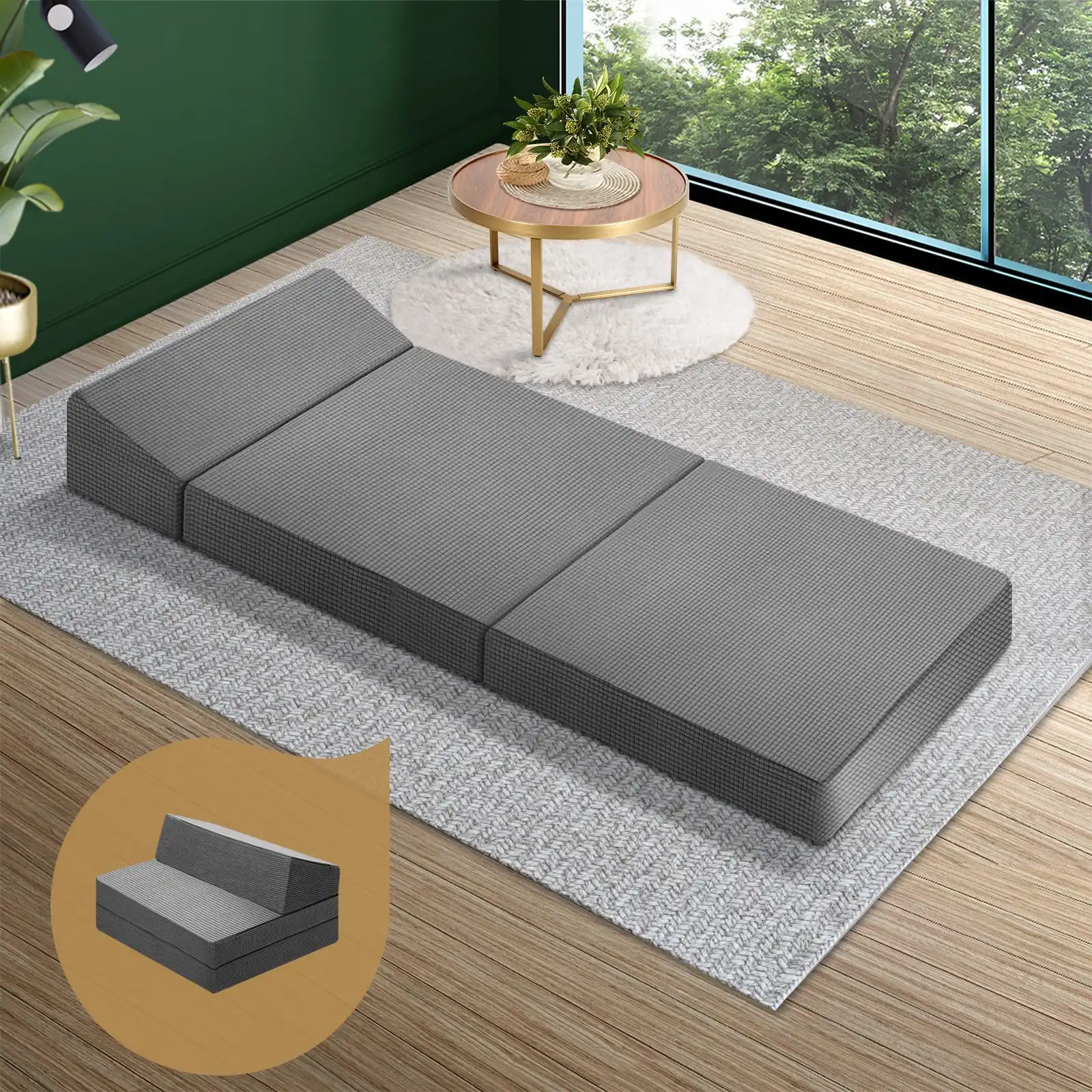 Bedra Foldable Mattress Folding Sofa Bed Trifold Sleeping Camping Cushion Single
