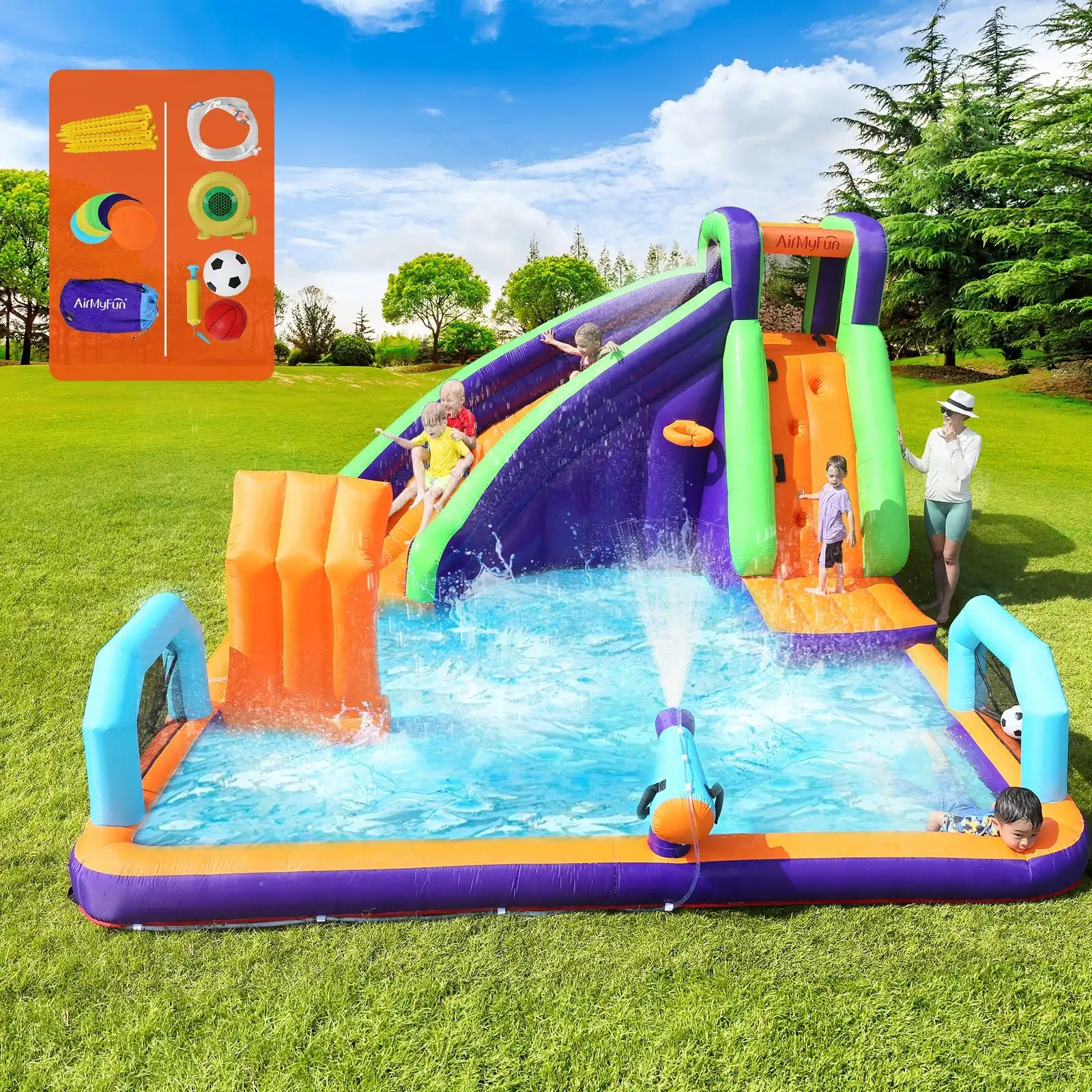 AirMyFun Inflatable Water Slide Bounce House Jumping Castle Park Play Pool Gift