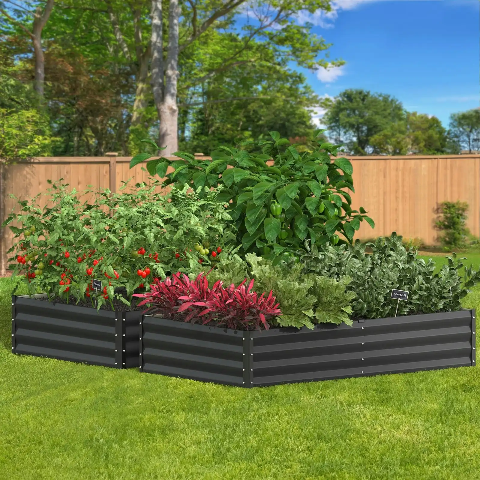 Livsip Garden Bed Raised Instant Planter x 2 Galvanised Steel 150 x 90 x 30CM