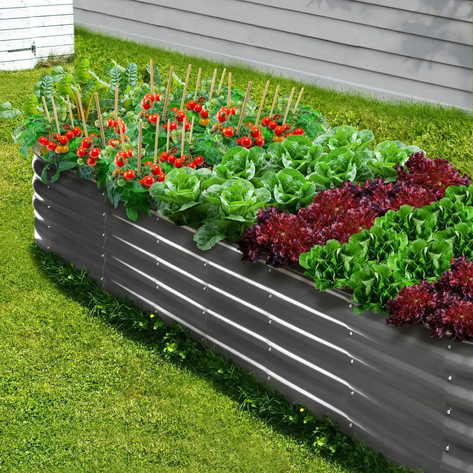 Livsip Garden Bed Galvanised Raised Steel Vegetable Planter 320X80X42CM