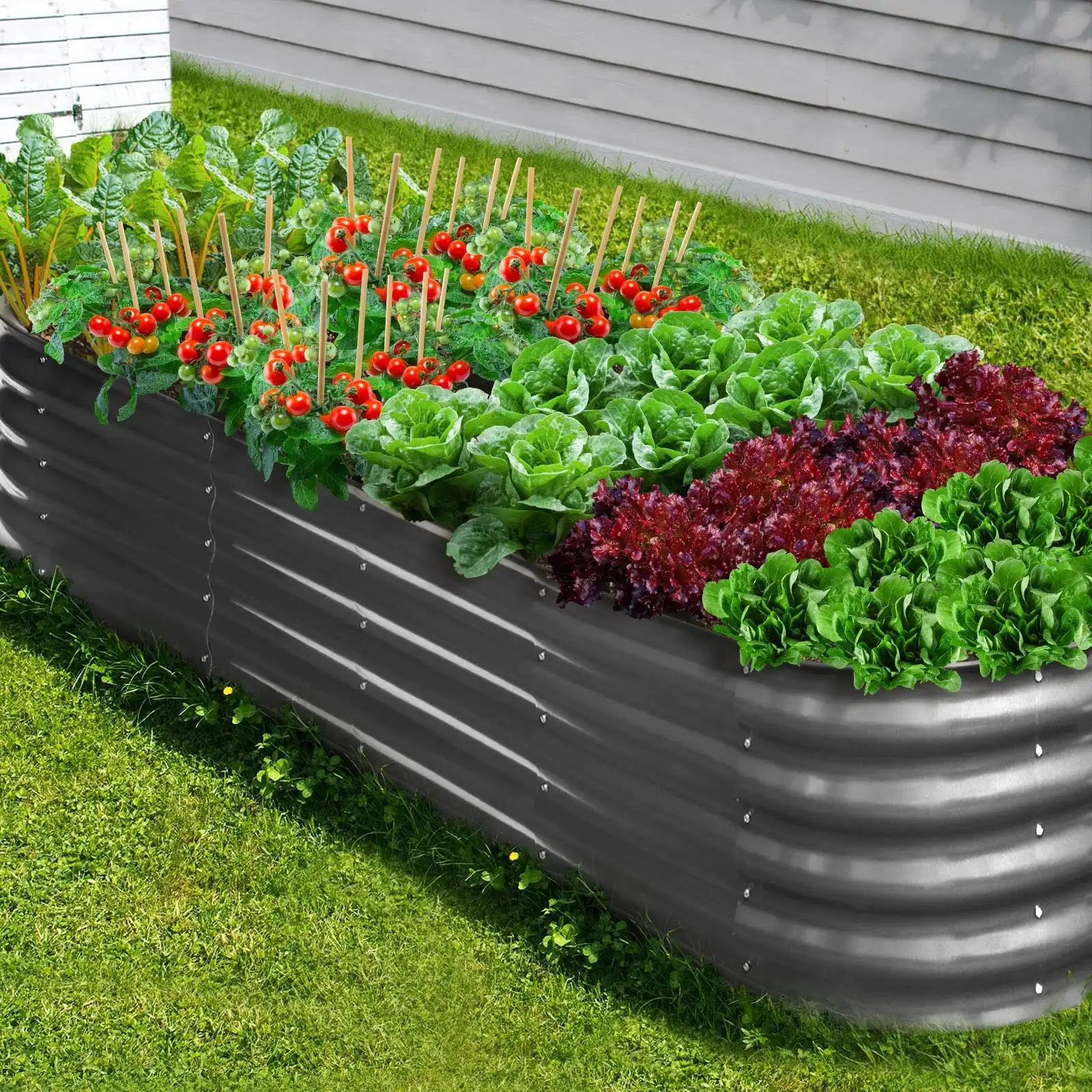 Livsip Garden Bed Galvanised Raised Steel Vegetable Planter 240X80X42CM