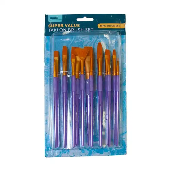 Makr Art Taklon Brush Set, Purple- 15pc