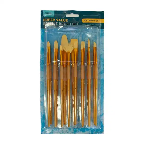 Makr Art Bristle Brush Set, Gold- 15pc