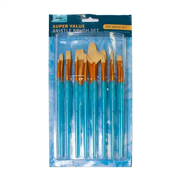 Makr Art Bristle Brush Set, Sky Blue- 15pc