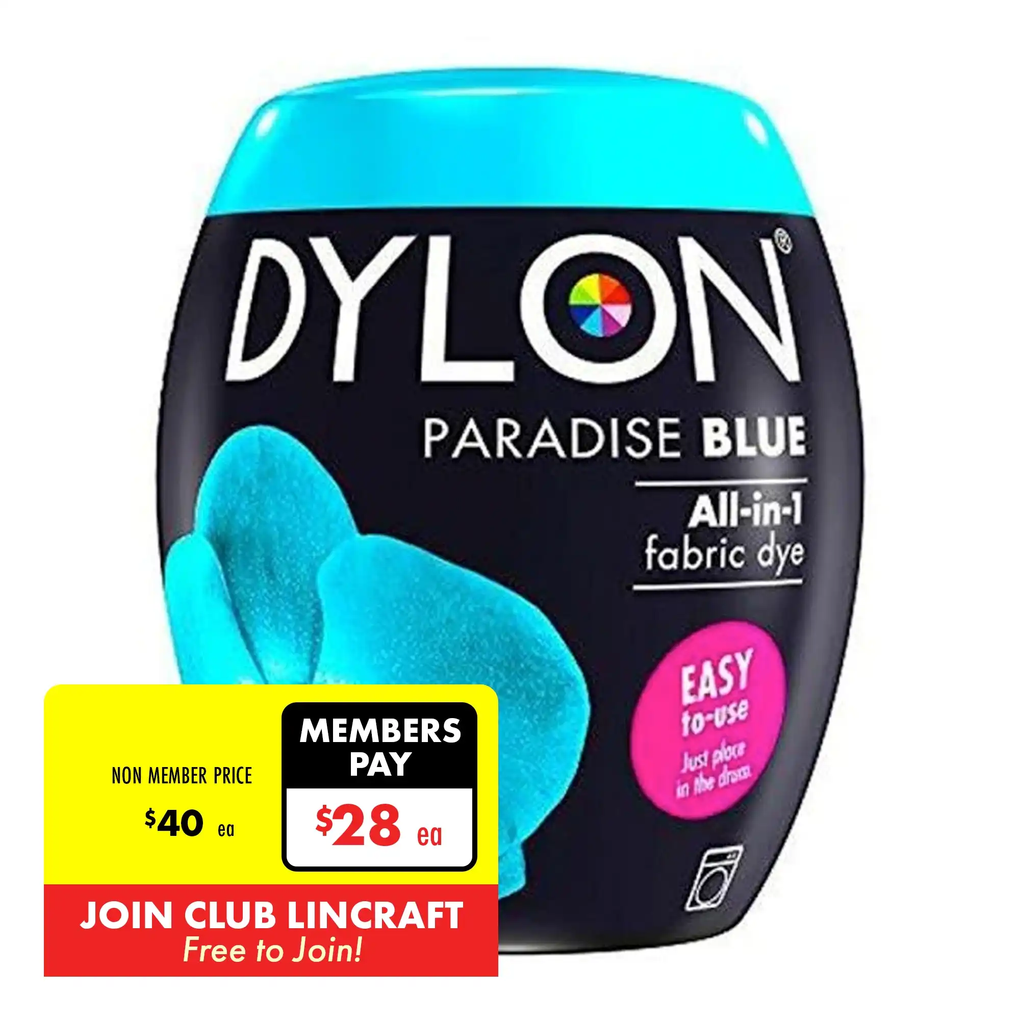 Dylon Fabric Dye, Paradise Blue- 350g